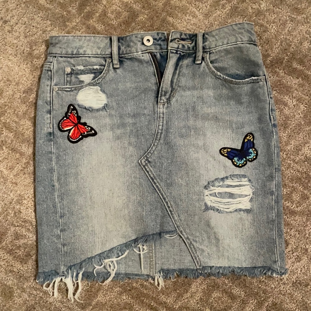 Butterfly jean skirt